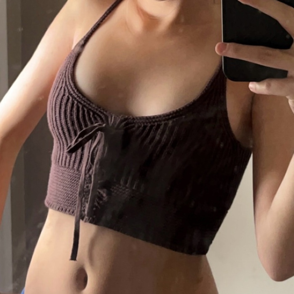 Streetwear Society Deep Brown Knit Crop Top